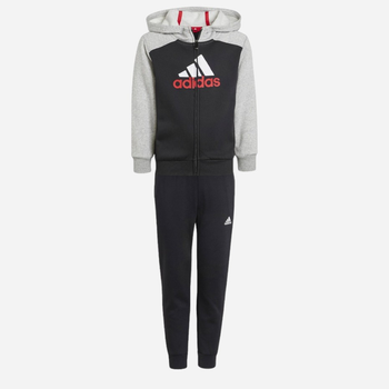 Дитячий теплий спортивний костюм (толстовка + штани) для хлопчика Adidas LK BL FL TS IJ6386 116 см Сірий/Чорний (4066762627714)