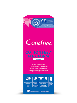 Гігієнічні щоденні гнучкі прокладки, 18шт - Carefree Cotton FlexiForm 18шт (791424-35466)