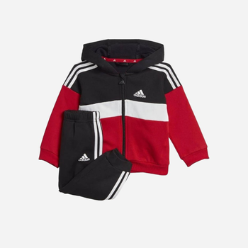 Dres sportowy ciepły (bluza z kapturem + spodnie) dla chłopca Adidas I 3S TIB FL TS IJ6324 86 cm Czerwony/Czarny (4066762696758)