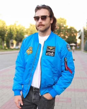 Бомбер MA-1 електрик з нашивками 831 БрТА L
