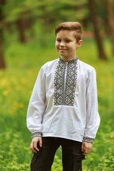 Вишиванка MirWear з довгим рукавом для хлопчика 3-9 років , 110, Сірий