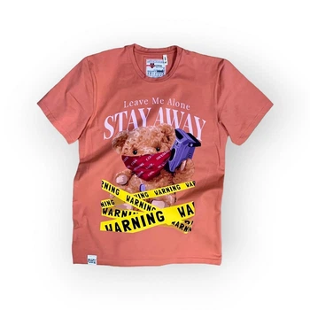 Футболка YADRIK Urban Ведмедик STAY AWAY стрейч кулір (REGULAR FIT M) помаранчевий
