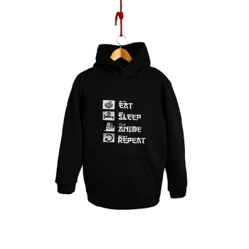 Худі з вишивкою YADRIK Аніме REPEAT футер (Oversize XS) чорний
