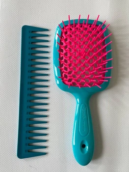 Набор расческа Janeke Superbrush + гребень Janeke Fashion comb цвет темно бирюзовый с розовым