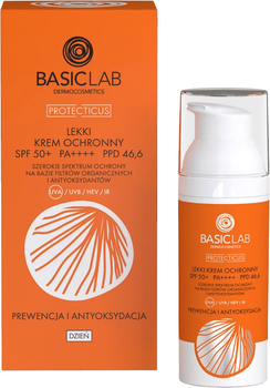 Lekki krem ochronny do twarzy BasicLab Prewencja i antyoksydacja SPF 50+ 50 ml (5907637951659)