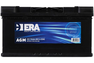 Акумулятор - ERA AGM / 95 Ah / EN 810 / 353x175x190 (ДхШхВ) / R"+" / START-STOP