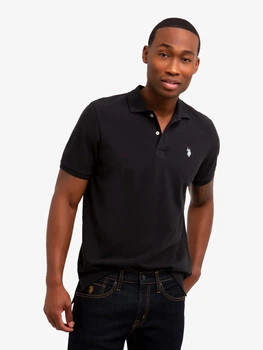 Поло довге чоловіче U.S. Polo Assn 116015-8800A(BLACK/WHITE) L Чорне (786664251124)
