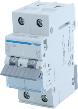 Автоматичний вимикач Hager 2-п. B 16A (6kA) 2M (MBN216)