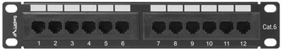 Патч-панель Lanberg 12 port 1U 10" kat.6 Black (PPU6-9012-B)