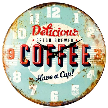 Настенные часы Technoline WT5020 Coffee с металлическим корпусом и принтом чашечки кофе