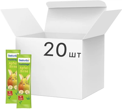 Упаковка фруктових батончиків Bebivita Яблуко-Груша з 12 місяців 25 г x 20 шт (4018852036210)