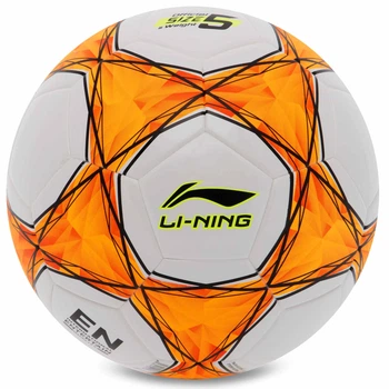 Мяч футбольный №5 TPU+EVA Клееный LI-NING (клееный, белый-оранжевый) (LFQK575-1)