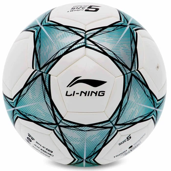 Мяч футбольный №5 PU+EVA Клееный LI-NING (клееный, белый-бирюзовый) (LFQK635-4)