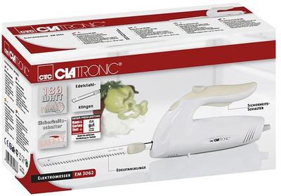 Nóż elektryczny Clatronic Electric Knife EM 3062 white (4006160629866)