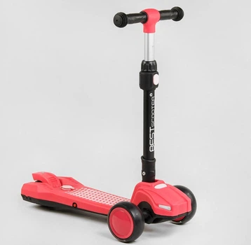 Дитячий самокат Best Scooter LT-11746. Парогенератор, звук машини, світло, музика, 3 PU колеса. Рожевий