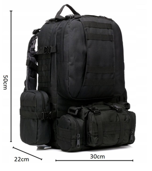 Рюкзак тактический на 50л с подсумками цвет черный