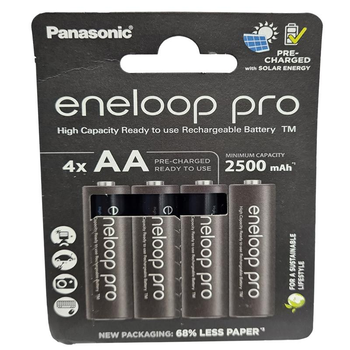 Аккумулятор AA Panasonic Eneloop Pro 2500mAh NiMH предзаряженный (блистер по 4 шт) HR6 (50916)