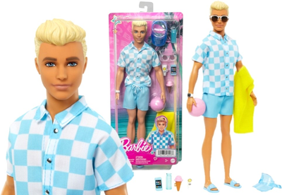 Lalka Mattel Blonde Ken Doll With Swim Trunks And Beach-themed Accessories (0194735162437)