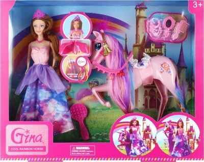 Ігровий набір Gina Лялька + Єдиноріжок Рожевий з аксесуарами 29 см (5904335888942)