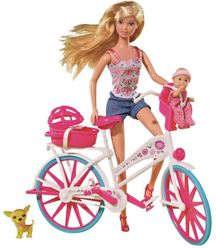 Lalka Steffi z dzieckiem na rowerze Simba Steffi Love (SBA105739050)
