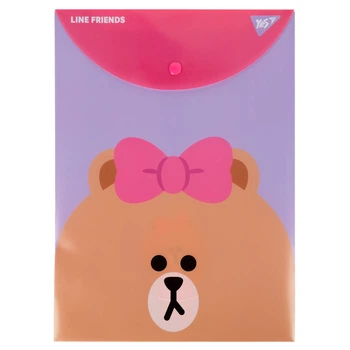 Папка-конверт YES А4 на кнопке Line Friends вертикальная