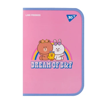 Папка факультативная пластиковая на молнии Yes Line Friends Dream с карманом A4