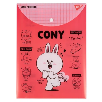 Папка-конверт YES А4 на кнопке Line Friends. Cony вертикальная