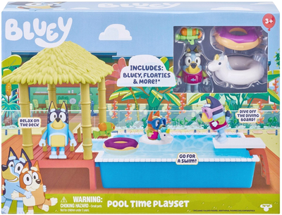 Ігровий набір із фігурками Bluey Moose Toys Pool Time 7 предметів (0630996130650)