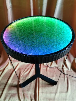 Кофейный столик Изумрудное Сияние с подсветкой RGB Возможность работы от Повербанка Круглый Диаметр 38 см