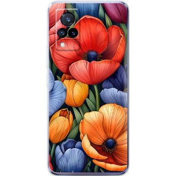Силиконовый Чехол с Картинкой для Vivo V21 Принт (Цветы) (43146-ysm012)