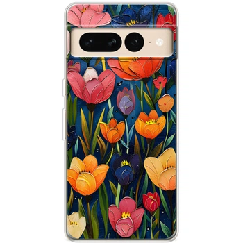Силиконовый Чехол с Картинкой для Google Pixel 7 Pro Принт (Цветы) (46063-ysm010)