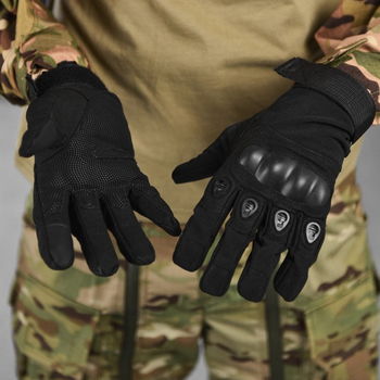 Перчатки TACT с защитными накладками и антискользящими вставками на ладонях черные размер L