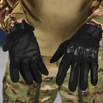 Сенсорные перчатки с резиновыми защитными накладками черные размер XL