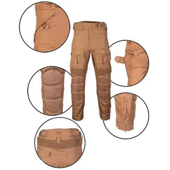 Чоловічі штани Mil-Tec Sturm Chimera Combat Pants ріп-стоп з накладками Eva койот розмір L