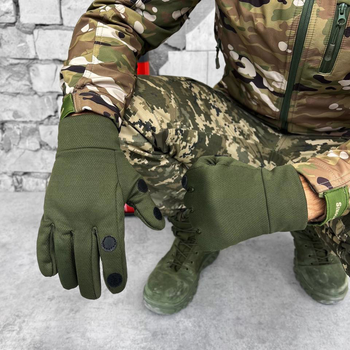 Плотные защитные перчатки Patriot с откидными пальцами и резиновыми накладками олива размер XL