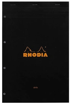Блокнот Rhodia Pad 20 А4+ лінування seye з отворами для швидкозшивача чорний