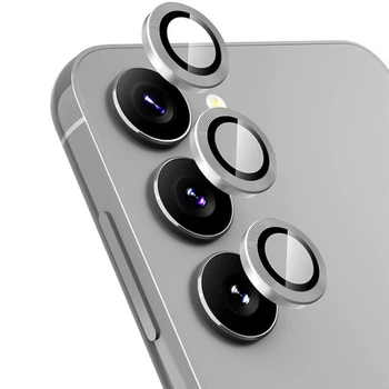 Защитное стекло с рамкой CD Pattern на заднюю камеру для Samsung Galaxy S24 Plus silver
