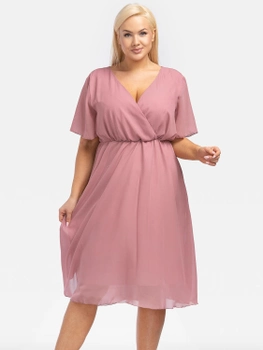 Плаття міді літнє жіноче Karko SA400 56 Ніжно-рожеве (5903676033028)