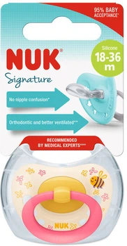 Пустышка ортодонтическая NUK силиконовая Signature р3 цветы/пчела (4008600401469)