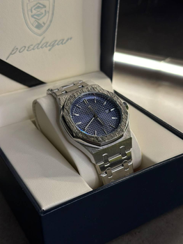 Мужские часы Poedagar Piguet серебряные, синий циферблат