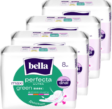 Упаковка гігієнічних прокладок Bella Perfecta Ultra Maxi Green 8 шт х 4 пачки (ROZ00516306076)