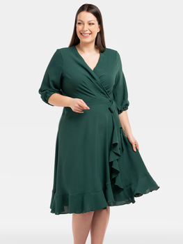 Плаття на запах міді жіноче Karko SA852 50-52 Темно-зелене (5903676036395)