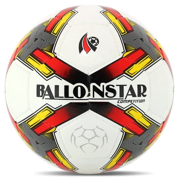 Мяч футбольный №5 PU ламин. BALLONSTAR Белый-Красный (№5, 5 сл., сшит вручную) (FB-4415_Белый-Красный)