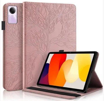 Чехол Wood Book на Xiaomi Redmi Pad SE (11") / чехол для планшета с функций подставки и отделением для кредитных карт / (розовый)
