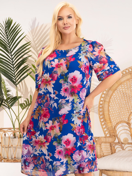 Sukienka trapezowa damska Plus Size Karko SC332 54/56 Wielokolorowa (5903676229469)