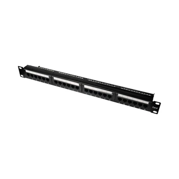 Патч-панель 24 порти NVC-PN-01-24 CAT5-CAT6 19" 1U неекранована, з заднім організатором кабелю