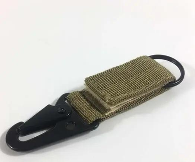 Пряжка карабин с кольцом для ключей фонариков рюкзаков ремней аксессуаров Койот песочный