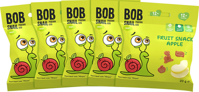 Упаковка фруктових снеків Bob Snail Яблуко з 12 місяців 20 г х 5 шт (2000000014606)