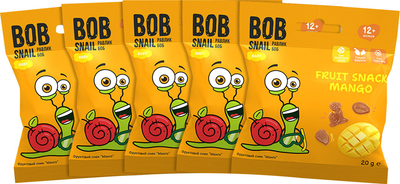 Упаковка фруктових снеків Bob Snail Манго з 12 місяців 20 г х 5 шт (2000000014608)