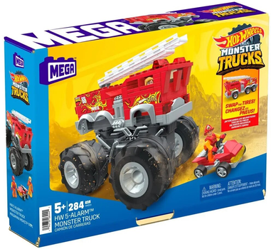 Klocki konstrukcyjne Mattel Mega Construx Hot Wheels 5 Awaryjny monster truck i wóz strażacki 284 elementy (194735064441)